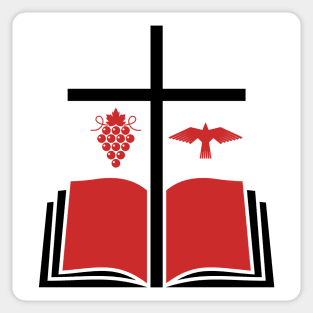 The cross of Jesus Christ, an open bible and a dove - a symbol of the Spirit. Sticker